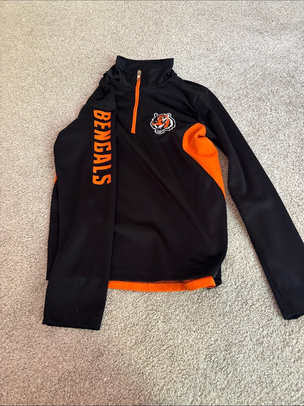 Kid’s Cincinnati Bengals Black & Orange Quarter-Zip Pullover